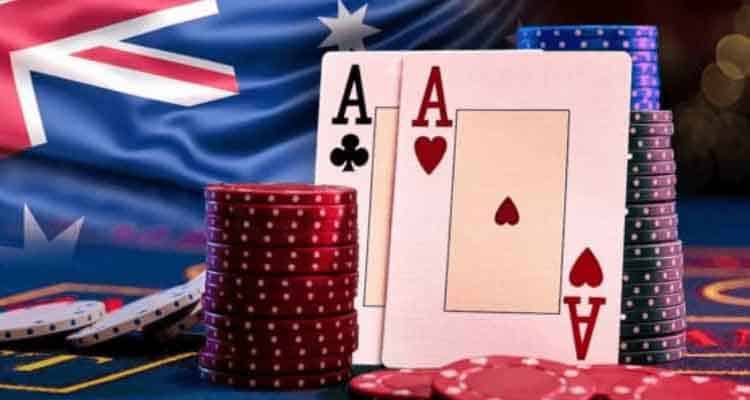 AU online poker with flag